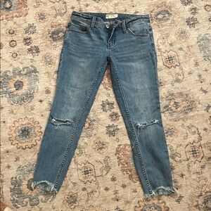 Free People Distressed Skinny Jeans in Blue